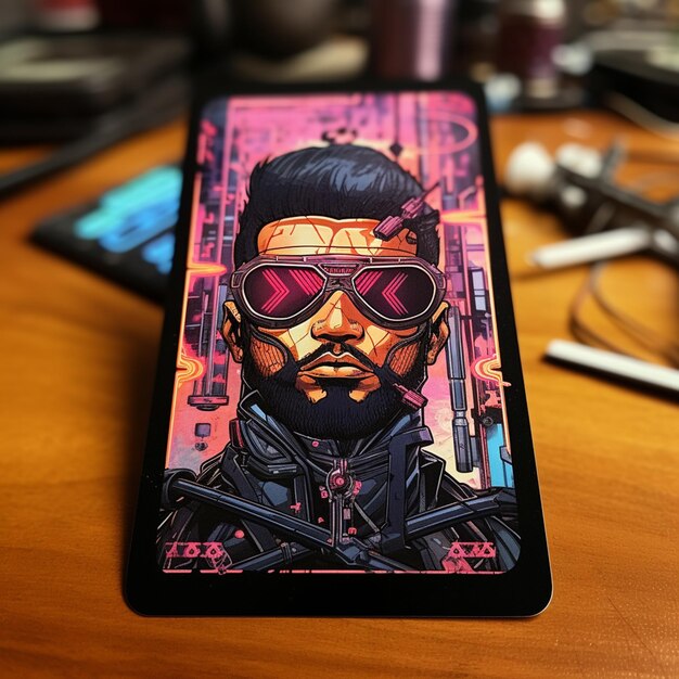 a tarot card in the style of waite smith Cyberpunk phone case