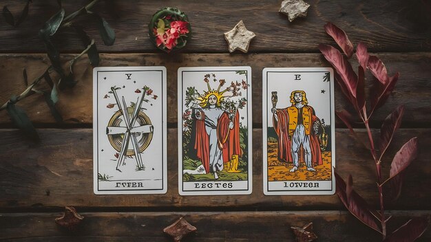 Tarot cards on a wooden table