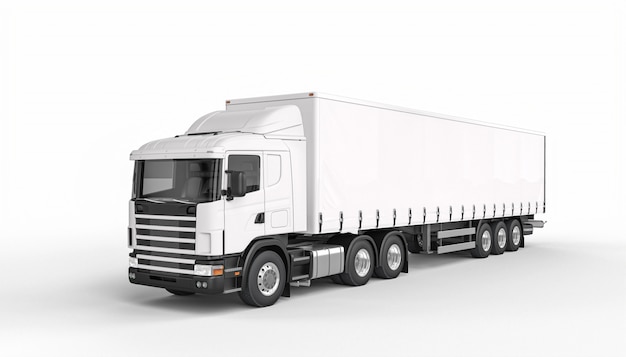 Tarpaulin truck white color 3d render.