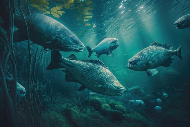 Foto tarpon fish underwater lush nature di generative ai