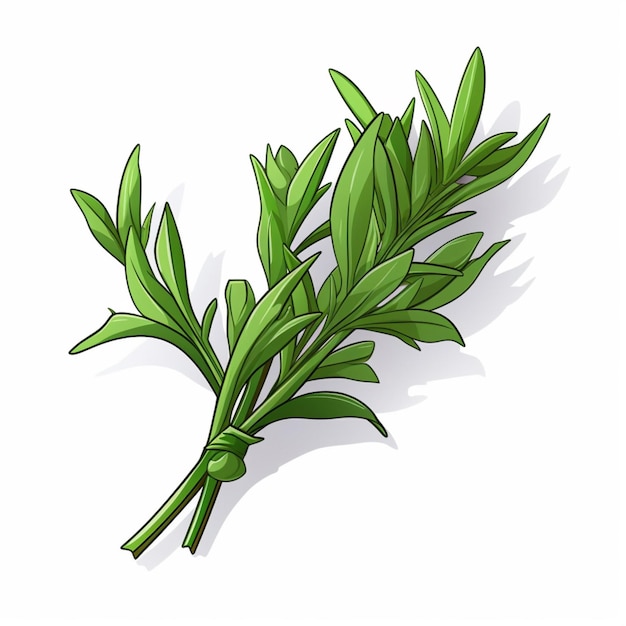 Tarragon 2d cartoon vector illustratie op witte achtergrond