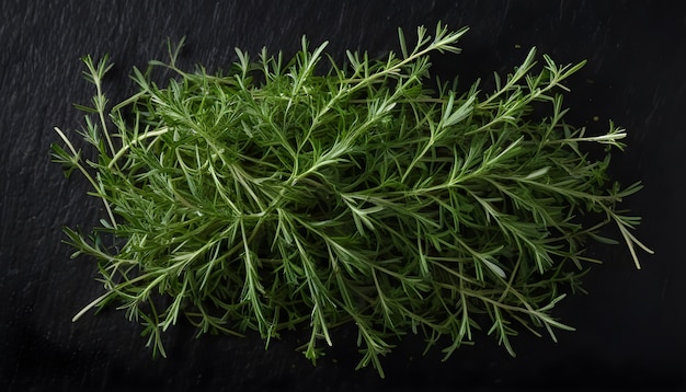 Tarragon plant on an isolated black background