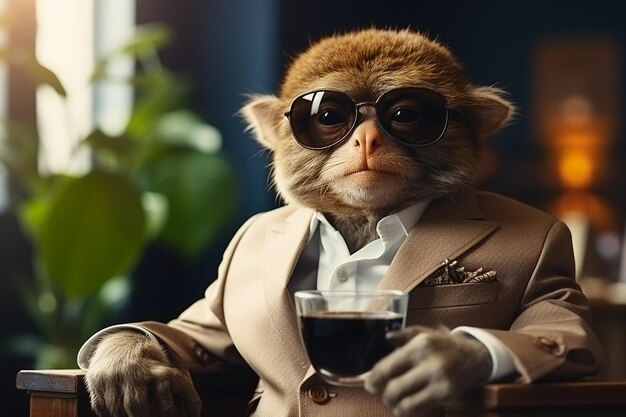 Photo tarsier businessman in classic office attire