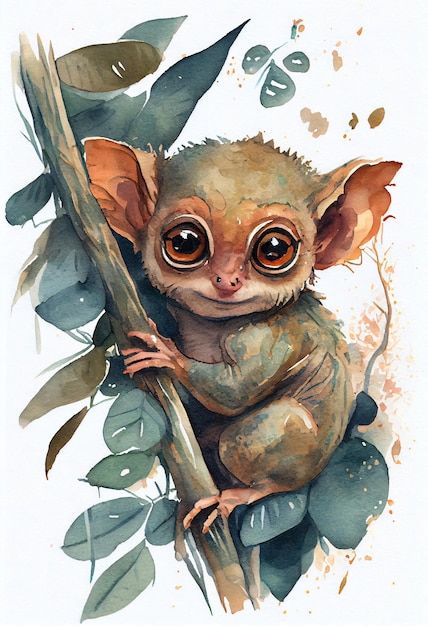 Tarsier cartoon baby animal art