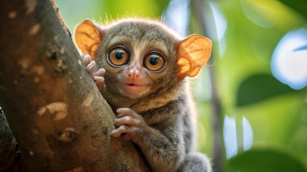 Photo tarsier monkey tarsius syrichta on the tree