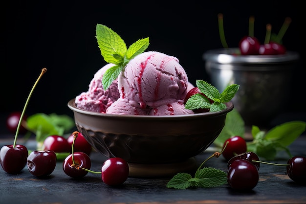 Терпкий вишневый мятный сорбет веганские десерты Список продуктов питания