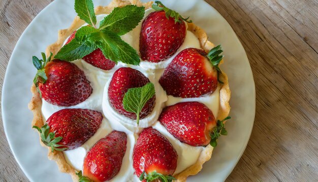 tart with strawberries and whipped cream