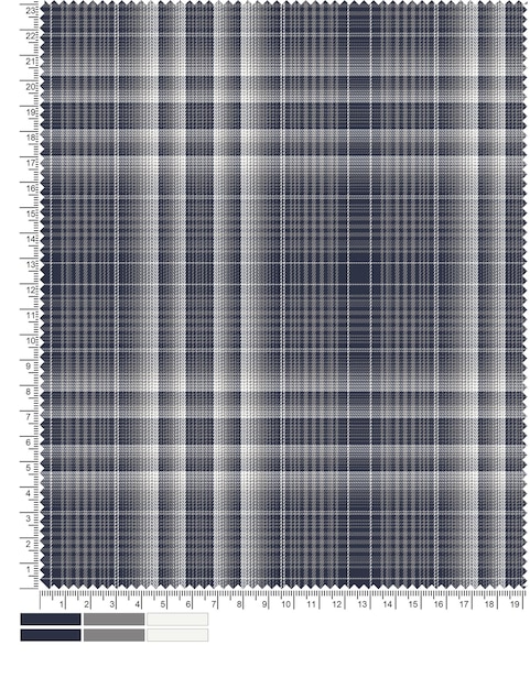 Photo tartan fabric is a tartan fabric that is blue and white.