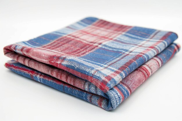 Foto tartan plaid cotton pocket square in tinten rood op witte achtergrond