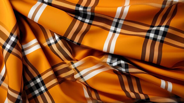 Tartan textile pattern on orange and white