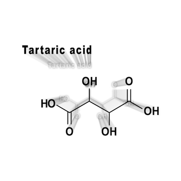 Photo tartaric acid, structural chemical formula on a white background