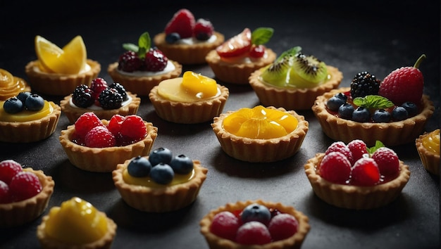 Tartlets pastries in traditional bakery