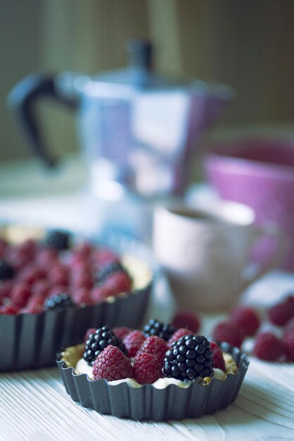 Tartlets with raspberry