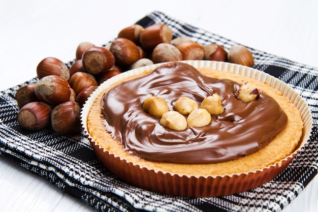 Tartlette with chocolate and hazelnut cream