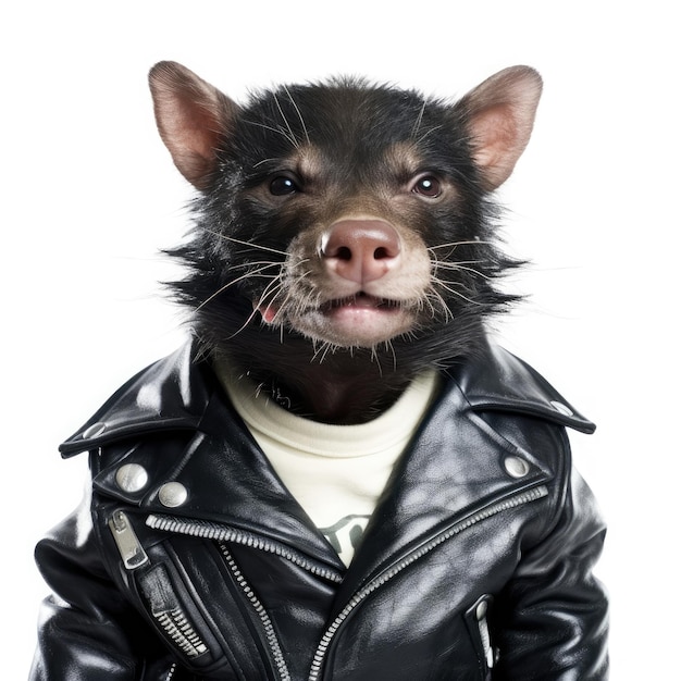 Photo tasmanian devil in biker outfit