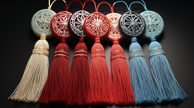 Tassel Bookmark Red and Blue Color in the Style