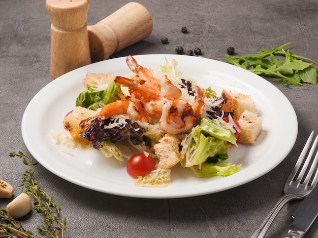 Tast Caesar salad with shrimp classic seafood salad