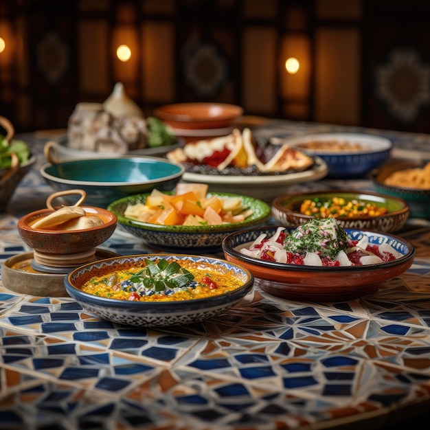 A Taste of Art Showcasing the Artistry of Arabic Culinary Presentation through Vibrant Mezze Dishes