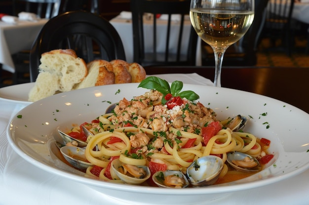 Taste of the Mediterranean Clam Linguine with White Wine Sauce Delight