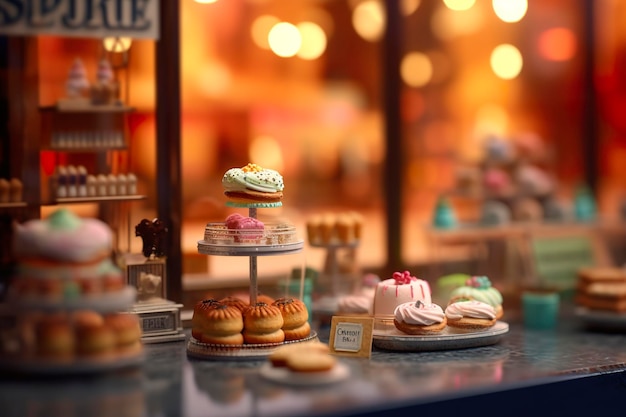 A Taste of Sweetness A Pop Mart Blindbox Cake Shop with a Clean Background AI Generative