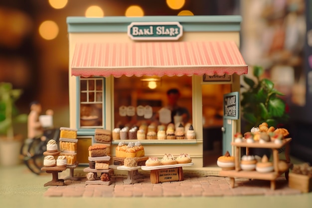 단맛의 맛 깨끗한 배경의 팝마트 블라인드박스 케이크 가게 AI Generative