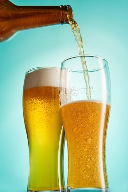 Tasting degustation of fizzy ale lager or cider