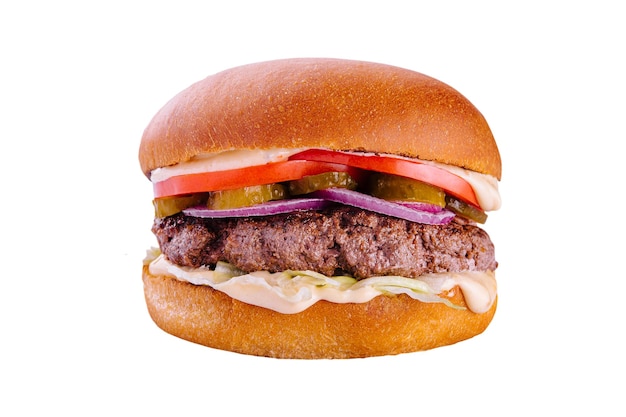 Tasty american grill burger isolated on the white