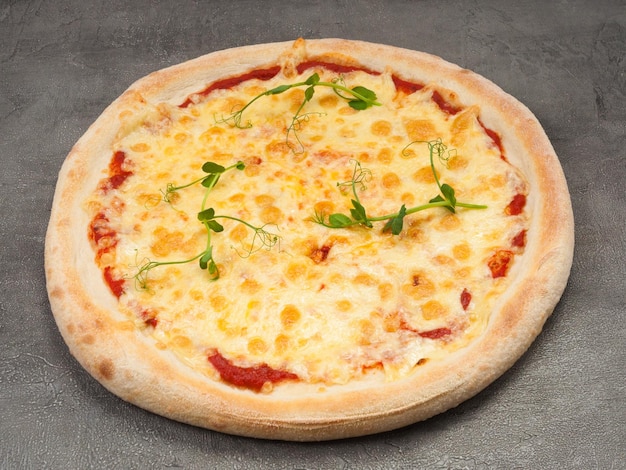 사진 토마토 베이스와 모짜렐라를 곁들인 맛있는 미국식 피자 마가리타