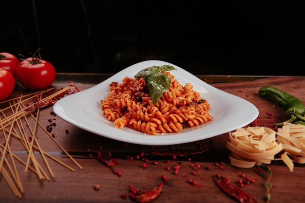 Tasty appetizing classic Italian pasta with a delicious sauce.