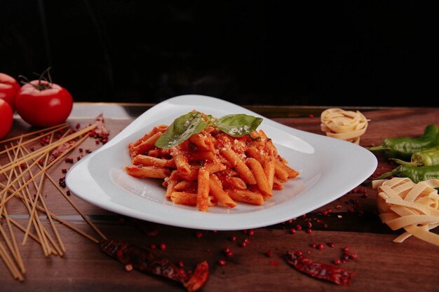 Tasty appetizing classic Italian pasta with a delicious sauce