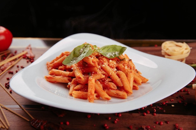 Tasty appetizing classic Italian pasta with a delicious sauce