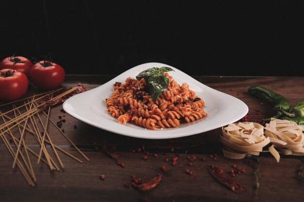 Tasty appetizing classic Italian pasta with a delicious sauce