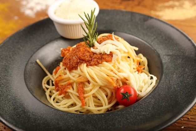 Tasty appetizing classic Italian pasta with a delicious sauce