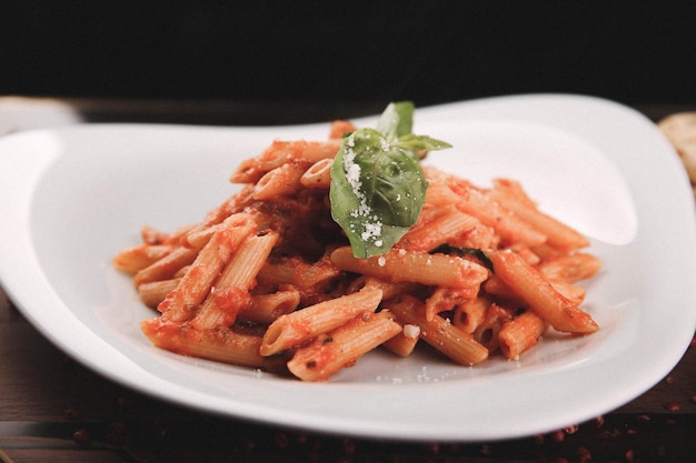 Tasty appetizing classic Italian pasta with a delicious sauce.