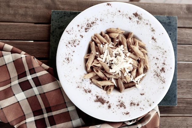 Tasty appetizing classic Italian pasta with a delicious sauce.