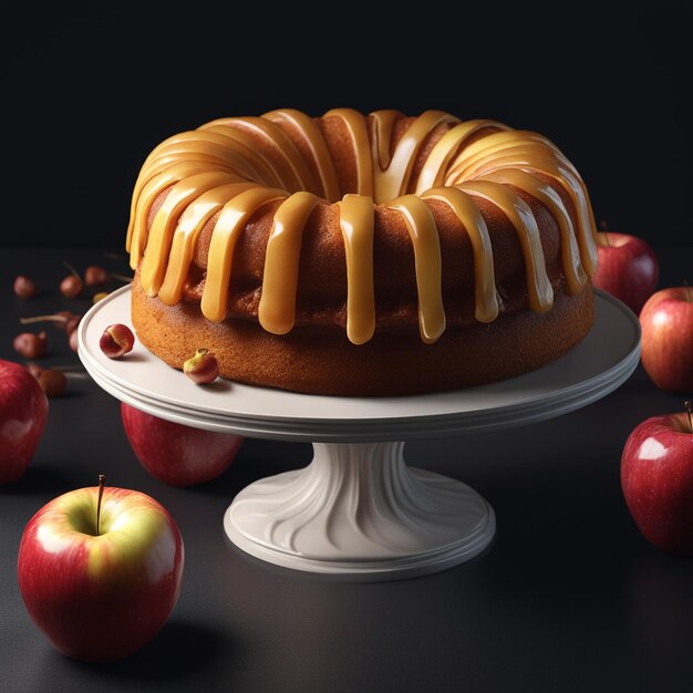 검정색 배경 중간 프레임 중앙 샷에 맛있는 사과 케이크