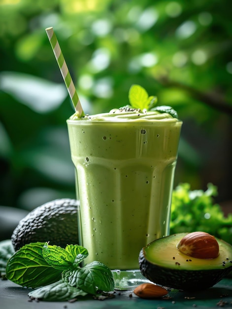 tasty avocado smoothie in a glass
