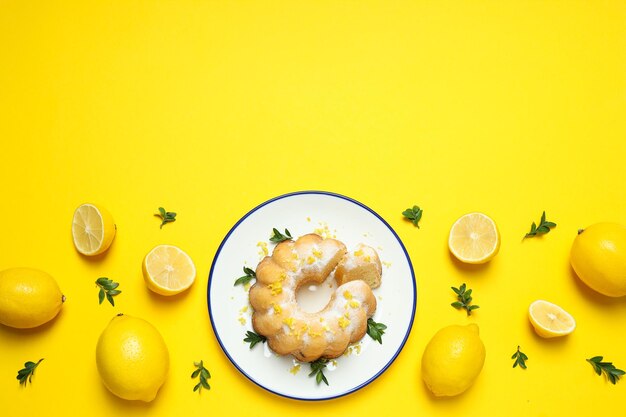 Tasty bake food concept delicious lemon cake