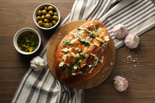 Tasty bakery product garlic bread homemade bread