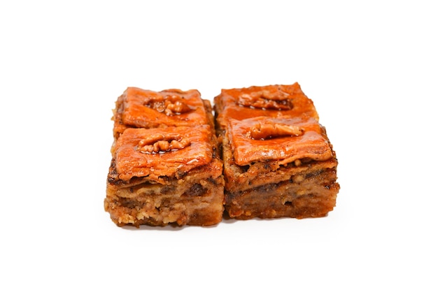 tasty baklava isolated on white background.