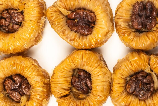 Tasty baklava isolated on white background.