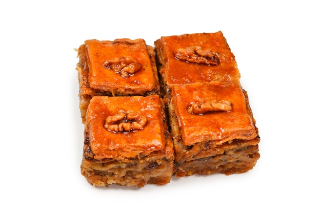 Tasty baklava isolated on white surface