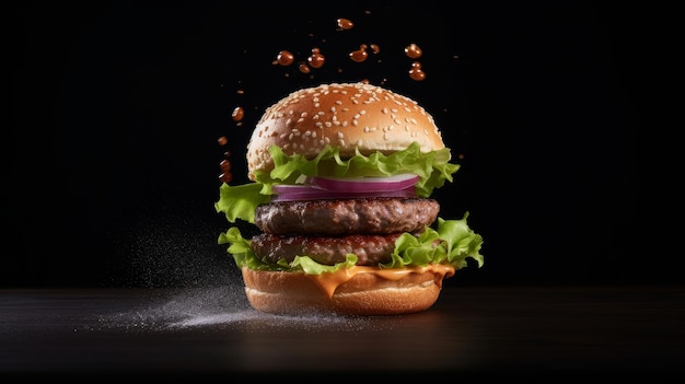 Tasty beef burger Illustration Generative AIxD