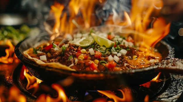 Photo tasty beef steaks on the grill with fire flames