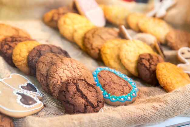 Tasty biscuits on the bagging close up