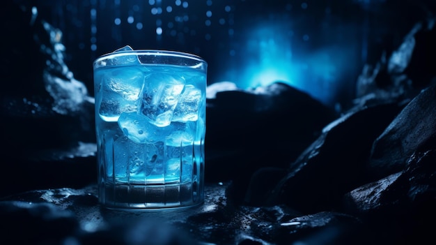 Tasty blue lagoon cocktail