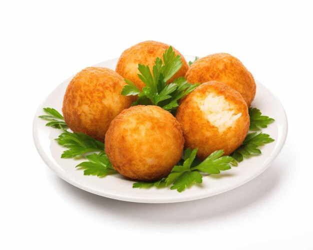 Photo tasty bolinho de bacalhau brazilian food dish with isolated white background