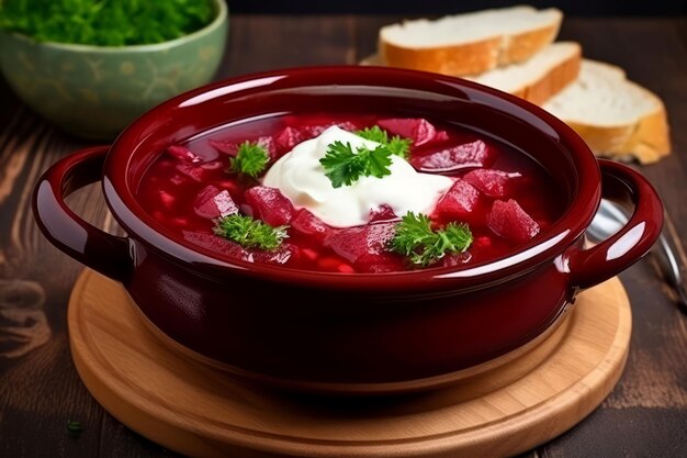 Tasty borscht beef Meat vegetable Generate Ai