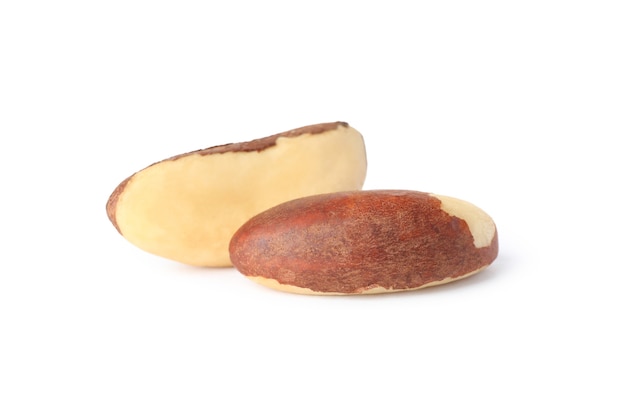 Tasty brazil nuts isolated on white wall