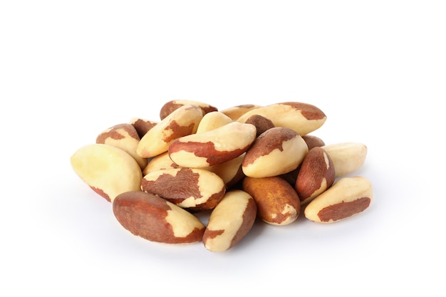 Tasty brazil nuts isolated on white